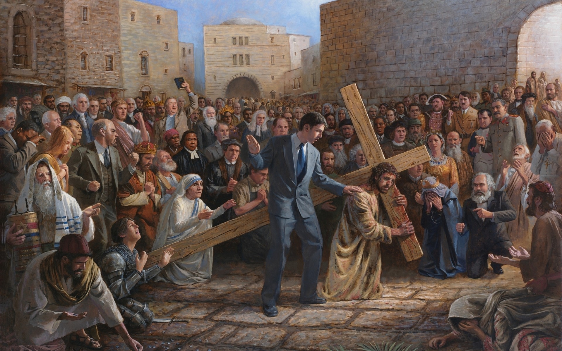 العديد من مجموعة الدين الكبار امرأة رجل الحشد حفل ارتداء الطفل عيد الفصح المشهد الله