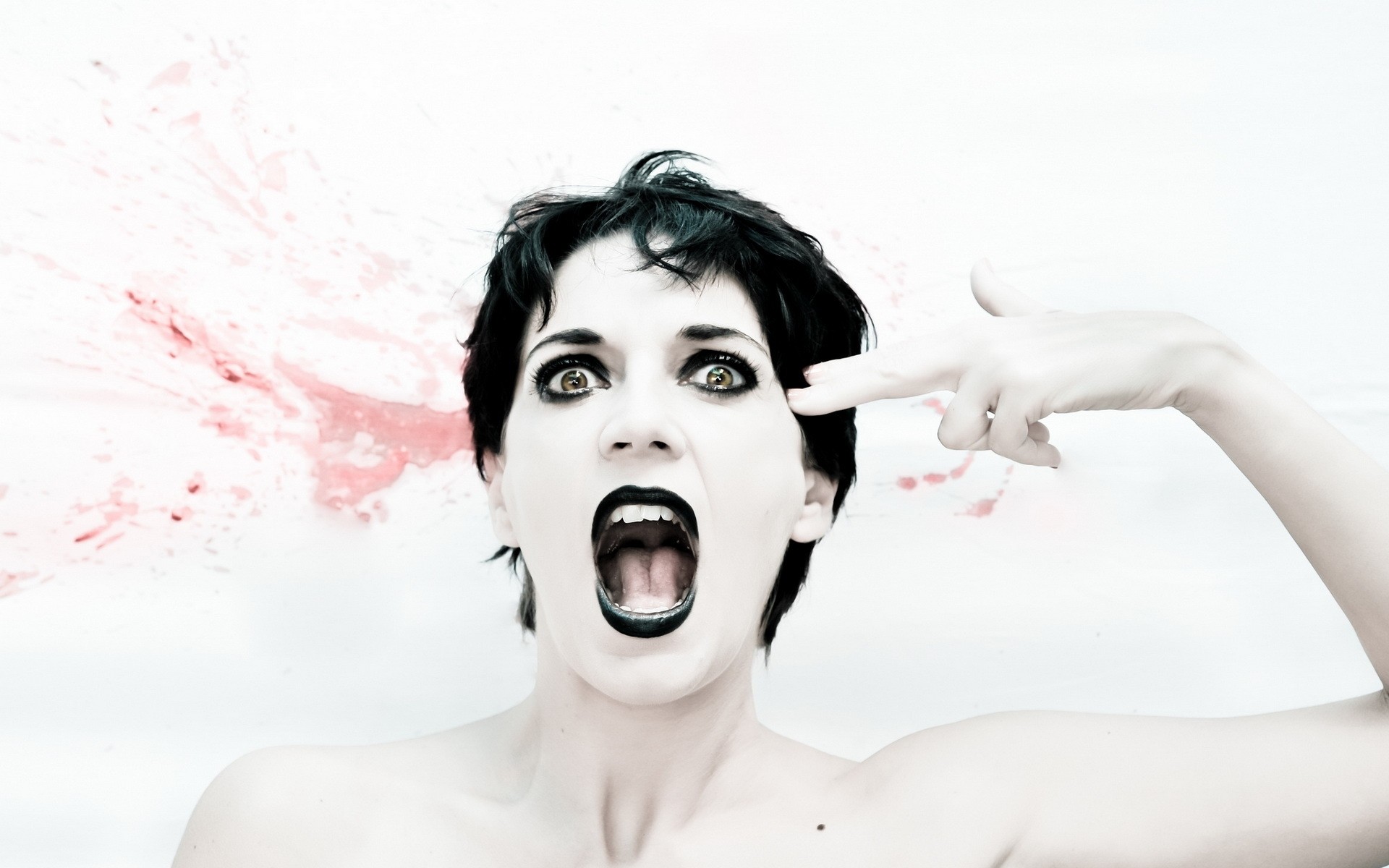 فتاة امرأة صورة شاب موضة وجه جميلة الكبار بريق نموذج امرأة سمراء واحد رجل الوضع امرأة في حالة صدمة وجه مصدوم