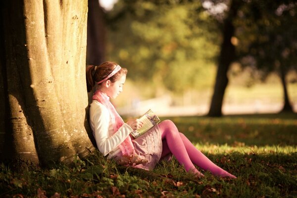أليس تقرأ كتابا تحت شجرة