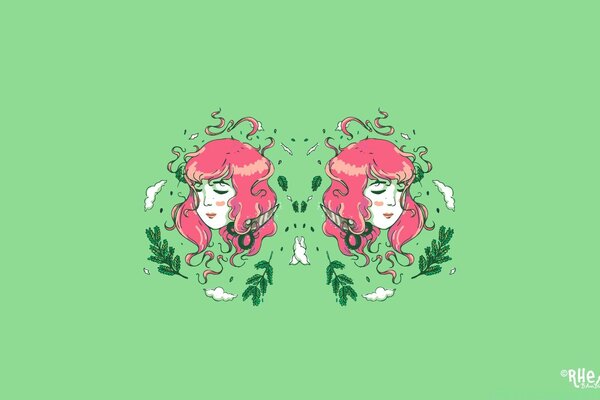 رسم توضيحي لفتاتين توأمتين